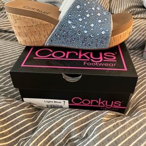 Corky’s Wedge Sandal Sparkly Blue
